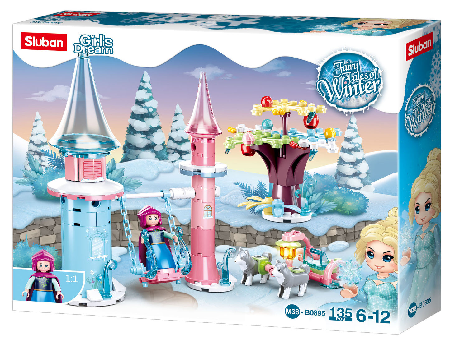 B0895 FAIRY TALES OF WINTER SNOWFIELD SWING with minifigures from sluban australia.