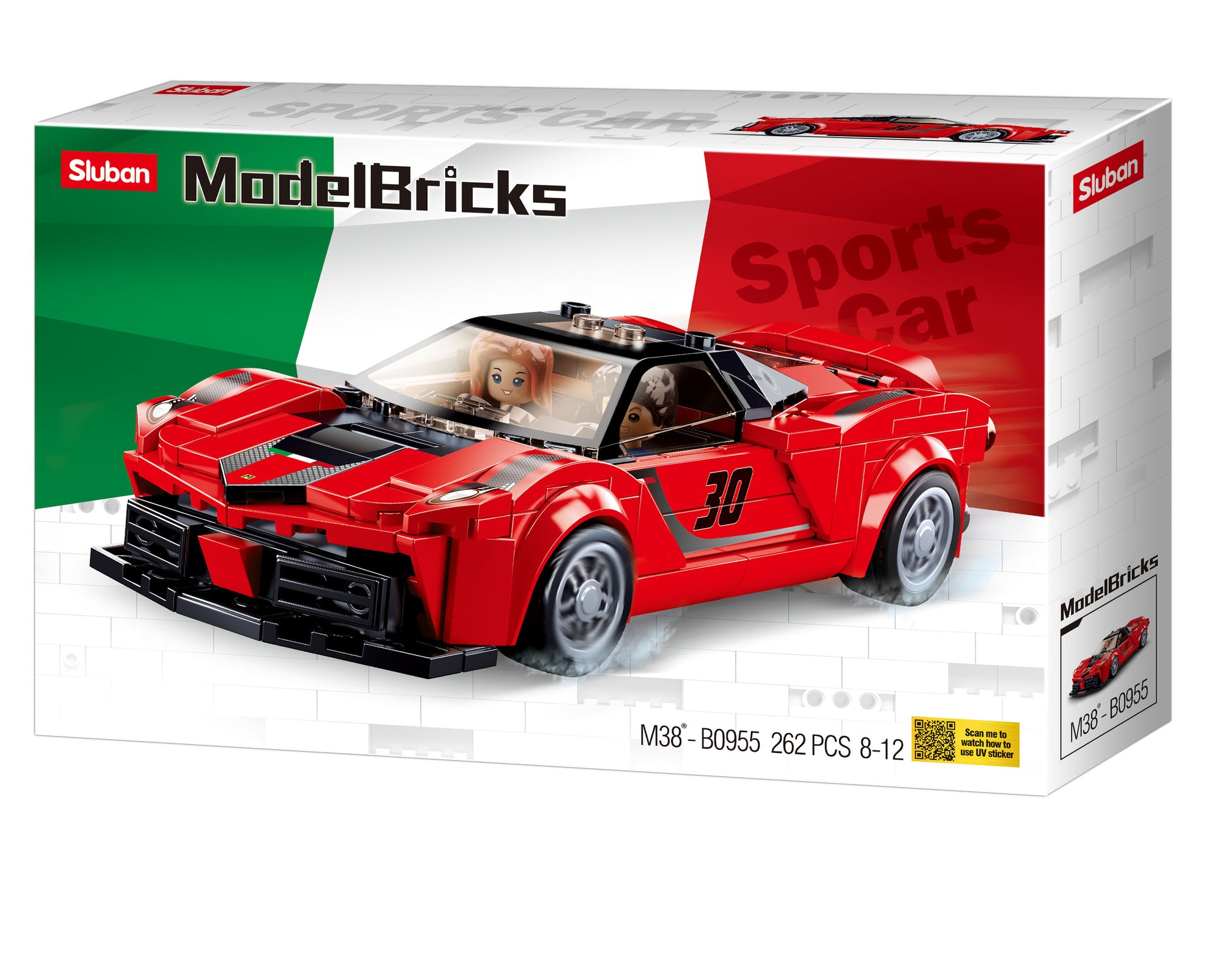 B0955 Sluban Italian Super Car Red with minifigures from sluban australia