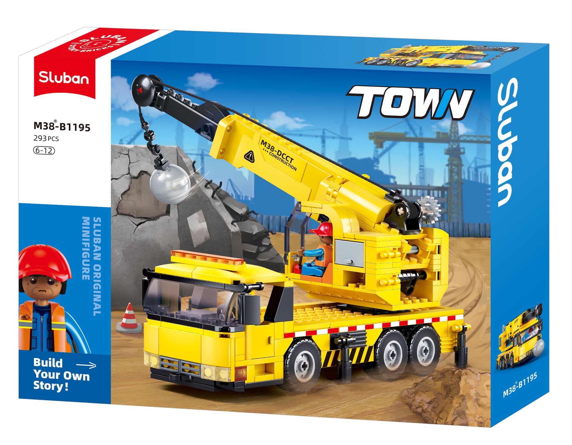 B1195 CRANE AND BALL with mini figure by sluban australia building bricks