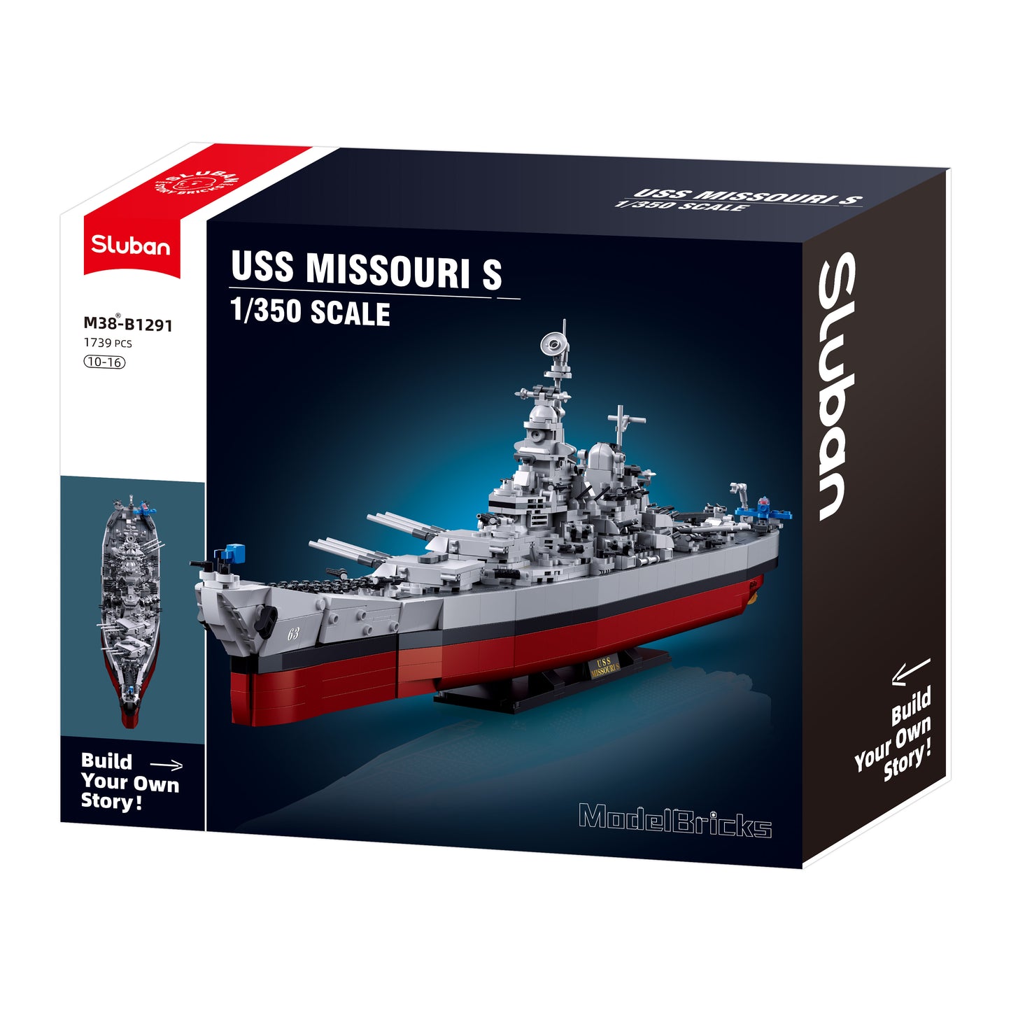 B1291 MB USS MISSOURI SCALE 1:350 1739 PCS